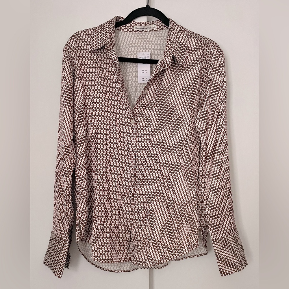 A&F Silky Long Sleeve Button Down